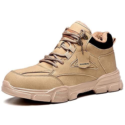 Chaussures de Sécurité pour Hommes Baskets en Acier Léger pour Femmes Chaussures de Travail Antidérapantes Respirantes Baskets de Travail Industrielles,KhakiD-41EU Cover
