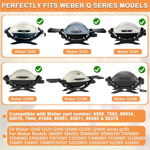 Image of 7582 Grill Grate for Weber Baby Q Parts, Weber Q1000 Accessories, Q1200, Q1400, Q100, Q120, Q140, 386001, 386002, Matte Enamel Cast Iron, Black, Rectangular, 17 inch x 12.7 inch, 1PC