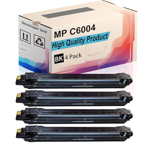 MP C6004 Developer Unit Compatible for Ricoh MP 501SPF MP C4504 MP C4504ex MP C6004 MP C6004ex Printers, High Yield 100000 Pages, Print More Pages (4 Pack Black)