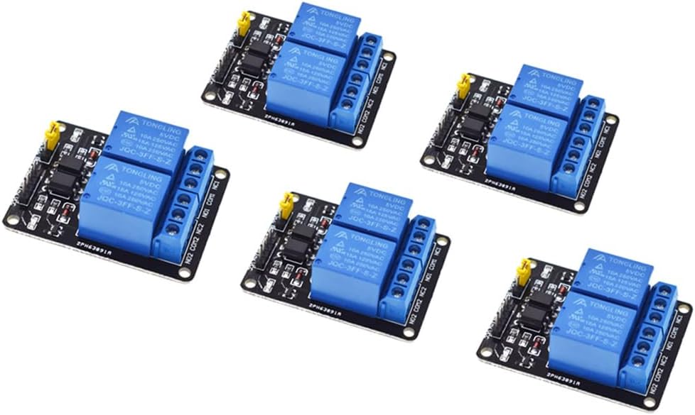 5pcs 2 Channel DC 5V 12V 24V Relay Module with Optocoupler Low Level Trigger Expansion Board (12V)
