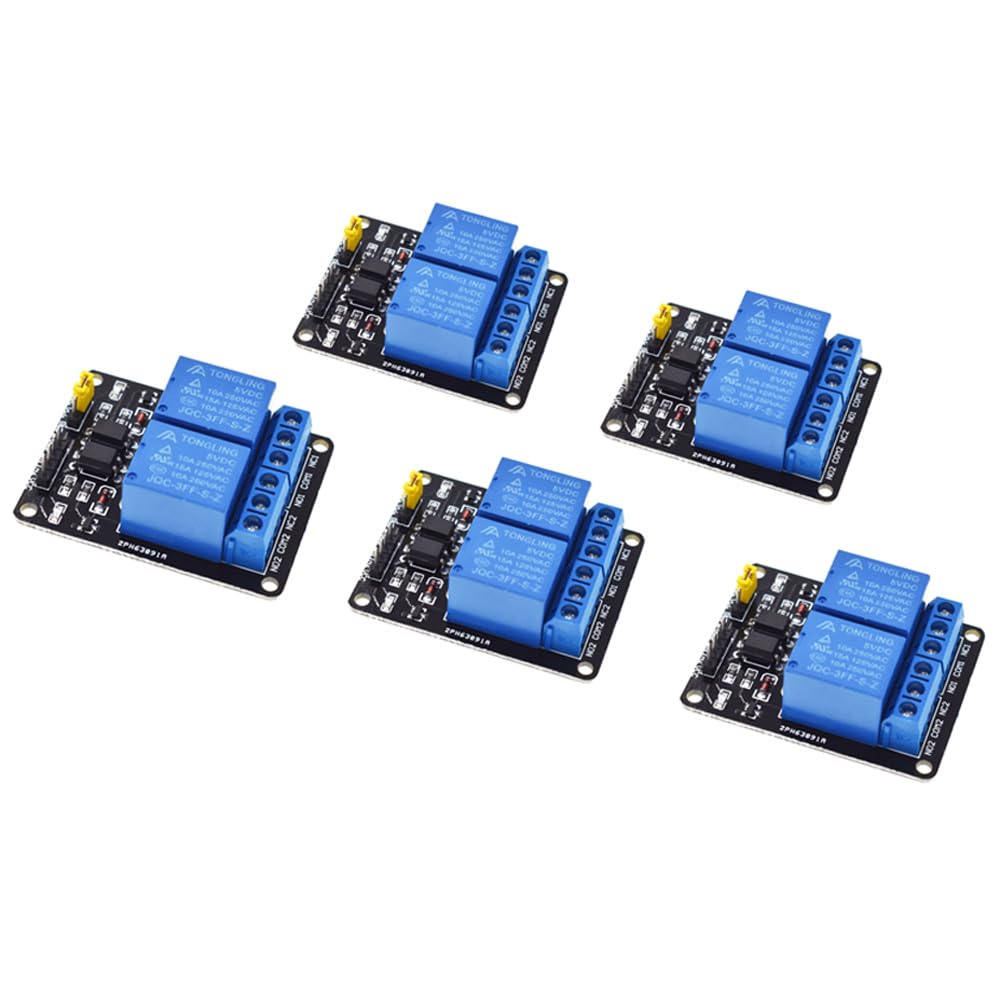 Senzooe 5pcs 2 Channel DC 5V 12V 24V Relay Module with Optocoupler Low Level Trigger Expansion Board (12V)