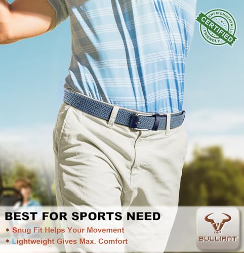 Image of BULLIANT Belt for Men 2Pack,Mens Gift Stretch Braided Web Belt Elastic for Casual Golf Jeans,1 3 /8 inch