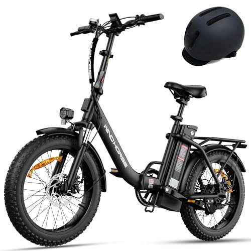 WINDHORSE 20" Foldable Electric Bike, 983W Peak Motor, 20MPH, 55&ndash;70 Miles, 48V 748.8Wh Removable UL Battery, Front Suspension, Fat Tire E-Bike for Commuting, Beach, All -Terrain | Adults & Teens