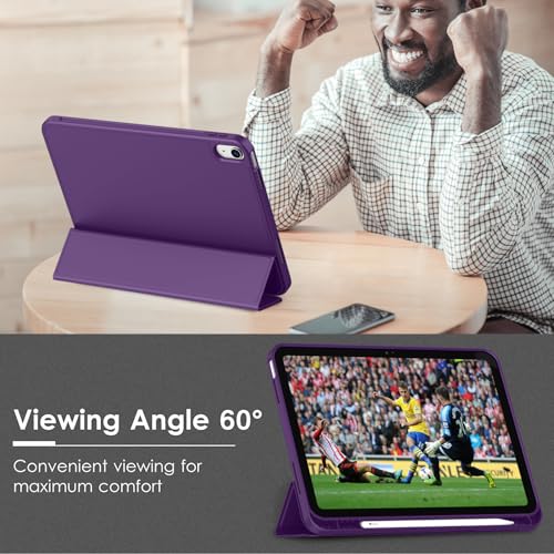 Image of ToaPoia Case for iPad (A16) 11 Inch 2025 /iPad 10th Generation 10.9 Inch 2022, Slim Trifold Stand Protective Cover with Pencil Holder and Soft TPU Back,Support Auto Sleep /Wake (Dark Purple)