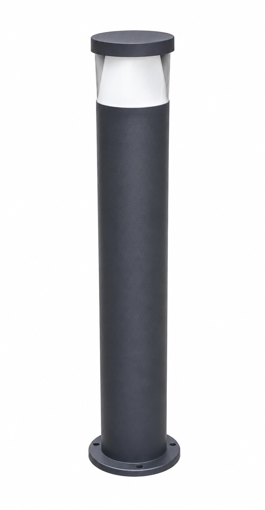 Outdoor Bollard Light, Dark Grey Cylindrical Post Garden Lamp | Weatherproof Design, Ground Mount Base, Pathway Lighting, Modern Style, White Diffuser-image-30