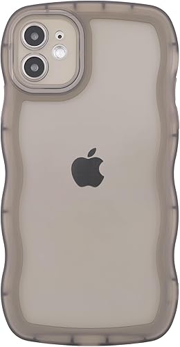 SKYLMW Funda compatible con iPhone 11 de 6.1 pulgadas 2019, linda funda protectora Kawaii con forma de marco de onda rizada de silicona suave a