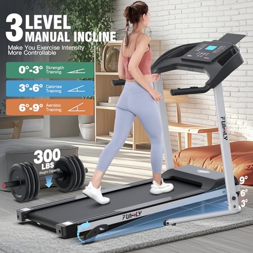 Image of Incline Treadmill Foldable, Smart Portable Treadmills for Home with Body Fat Measurement & Heart Rate Sensor, 3.5HP Heavy Duty Folding Treadmill 400 LB Capacity with Silent Shock Absorption