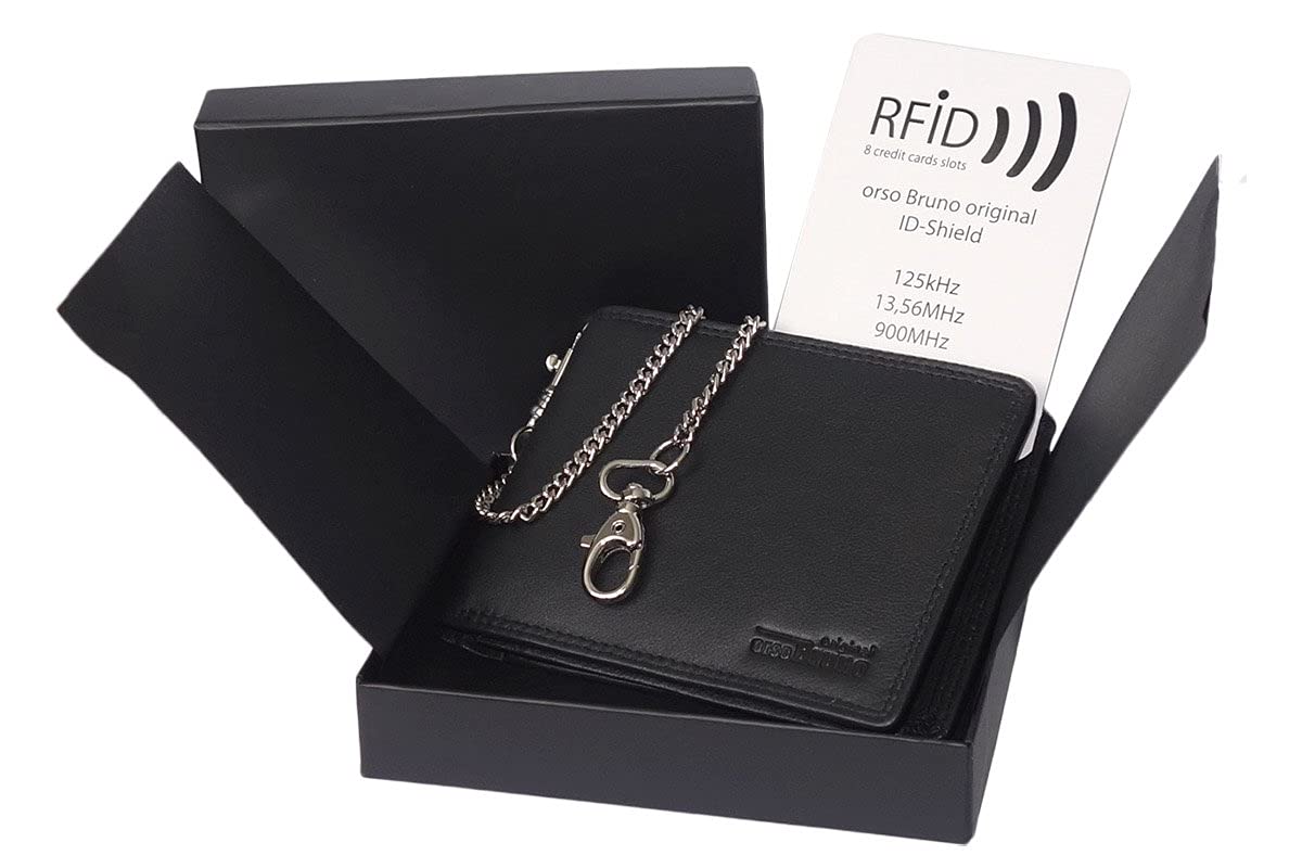 Cartera de cadena RFID, Negro , medium