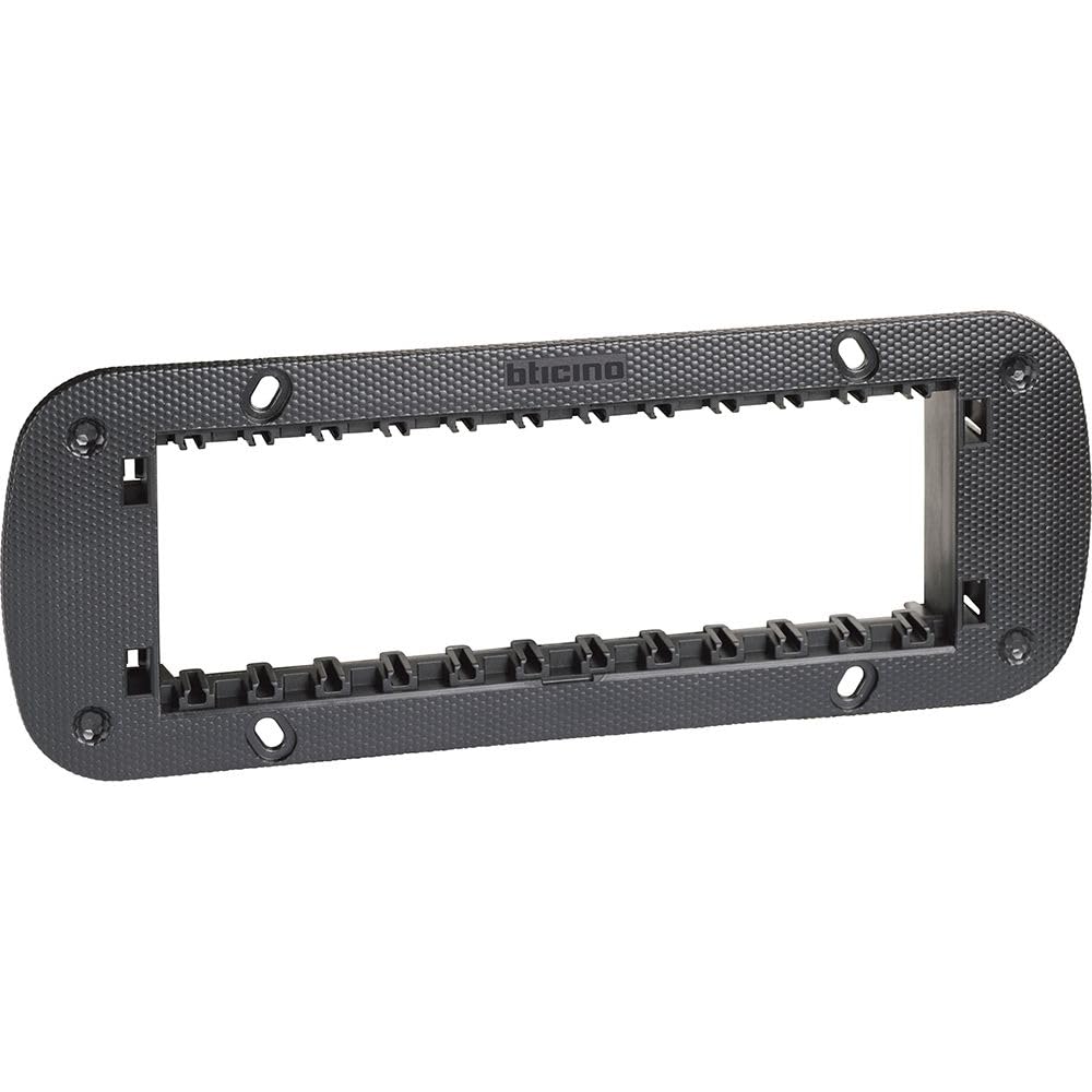 Bticino K4706 Supporto per il Montaggio di Interruttori, Deviatori, Invertitori e Protezione Trasparente inclusa nella Confezione, Serie Living Now, 6 Moduli