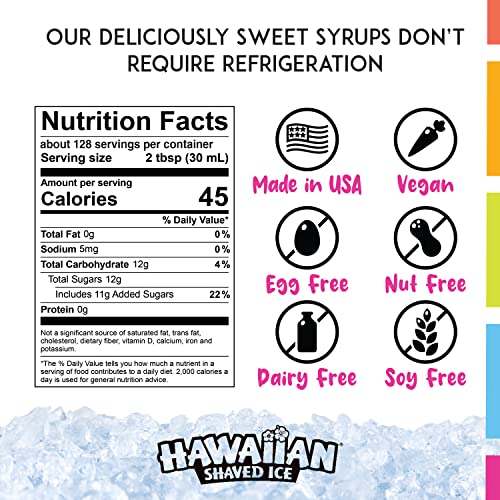Hawaiian Shaved Ice Syrup Gallon 4-pack, Cherry, Grape, Blue Raspberry & Tiger’s Blood, for Slushies, Italian Soda, Seltzers, Popsicles, & More, No Refrigeration Needed, Allergy-friendly - image 4