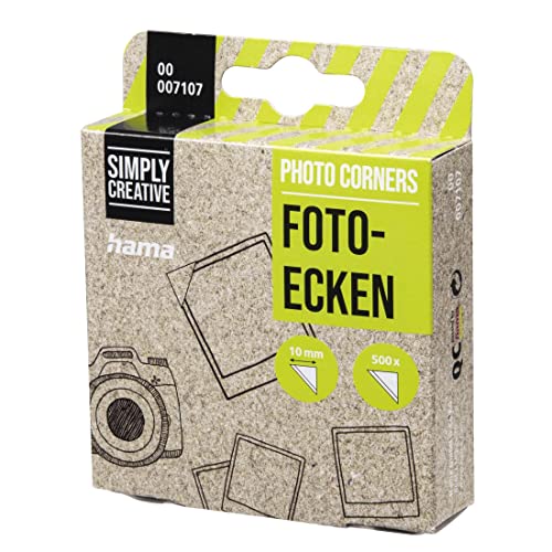 Hama Fotoecken 500 Stück (Foto Klebepads selbstklebend, Fotokleber Ecken geeignet für Fotoalbum und Scrapbook zum Einkleben von Fotos, Postkarten, Grußkarten, Spenderbox), transparent