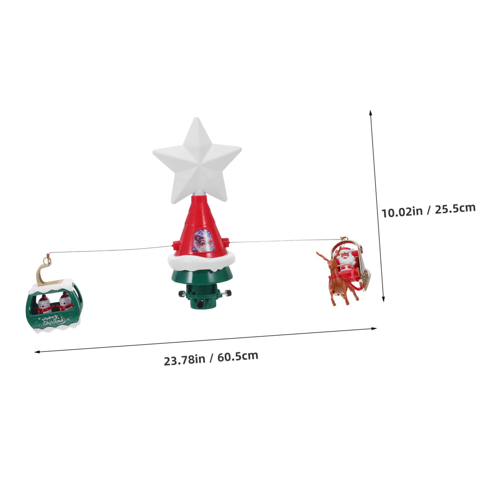 Puntale Rotante per Albero di Natale con Luce LED e Musica Decorazione Forma di Stella con Slitta di Babbo Natale e Pupazzi di Ornamento Natalizio per Cima Albero