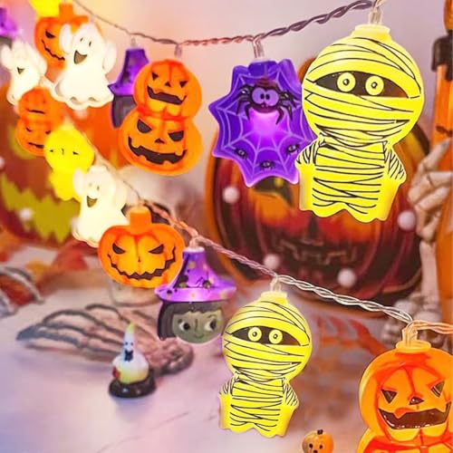 Guirnalda de luces para Halloween, 20 luces LED de Halloween de 9.8 pies, funciona con pilas (no incluidas) (multicolor, 3 m - 20 leds)