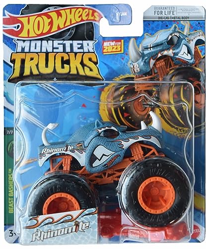 Hot Wheels Monster Trucks Rhinomite, Beast Bashers 7/7 Connect and Crash Car - image 1