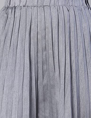 Image of oxolloxo Women Beige Jacquard Printed Pleated & Elasticated Skirt