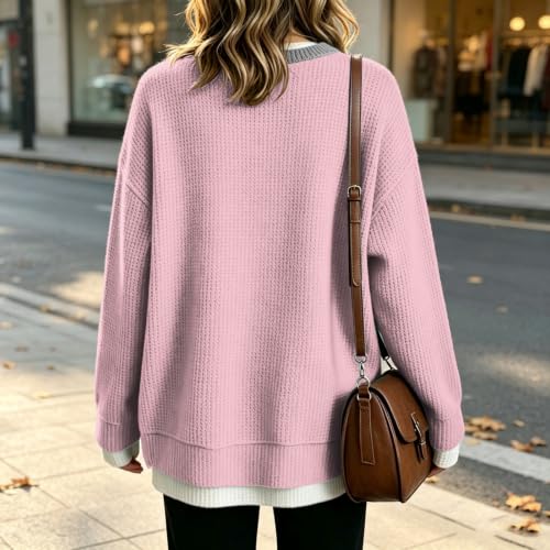 Sweatshirt for Women Crew Neck Knit Long Sleeve Polka Dot Sweatshirt - image 6