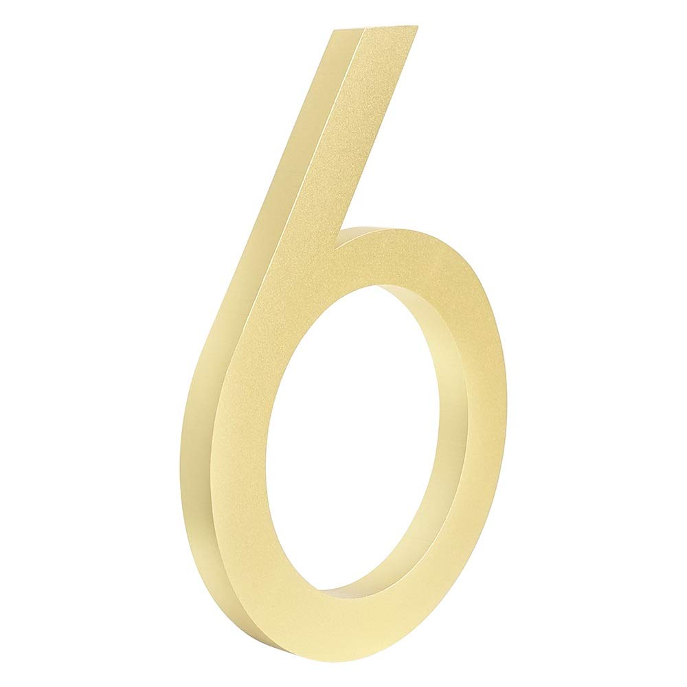 Letrero flotante con número de casa moderno dorado de 10cm para exterior