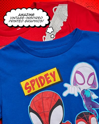 Marvel Spiderman Boys Graphic Tees - 2 Pack Spidey and His Amazing Friends Short Sleeve Spider Man Shirts for Toddler & Kids3