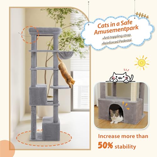 Árbol para gatos PEQULTI 68'' para gatos grandes gris miniatura 5