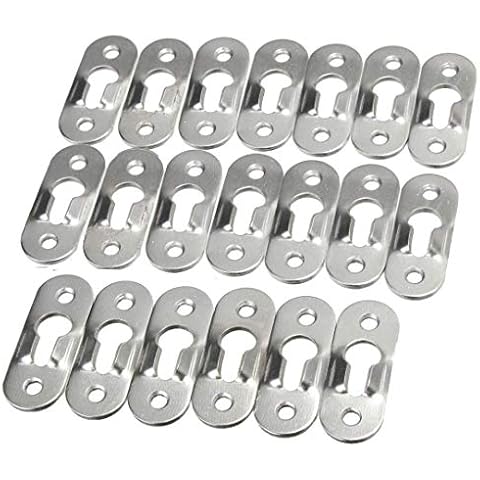 20 Pcs Keyhole Hangers Metal Fasteners for Picture Frames Mirrors Cabinet,Metal Keyhole Hanger Hanging Fasteners Hardware Flush Wall with Keyhole, 42 mm x 14 mm Flush Mount Hardware(No Screws,Silver) Cover