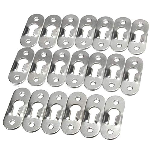 20 Pcs Keyhole Hangers Metal Fasteners for Picture Frames Mirrors Cabinet,Metal Keyhole Hanger Hanging Fasteners Hardware Flush Wall with Keyhole, 42 mm x 14 mm Flush Mount Hardware(No Screws,Silver)