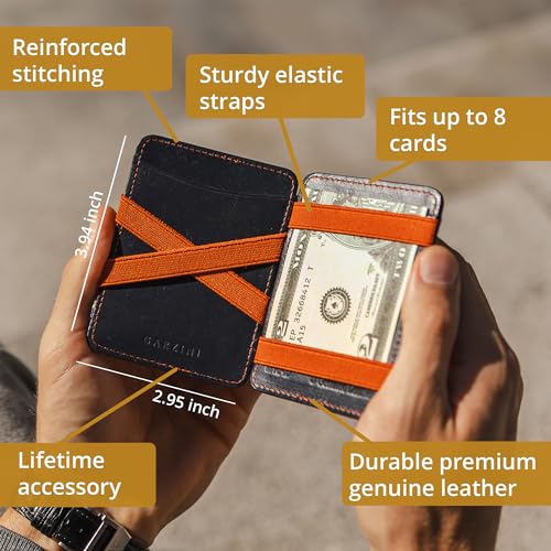 Hunterson Magic Wallet, Minimalist Wallet for Men with RFID card holder, Leather Wallet for 8 cards, Black3