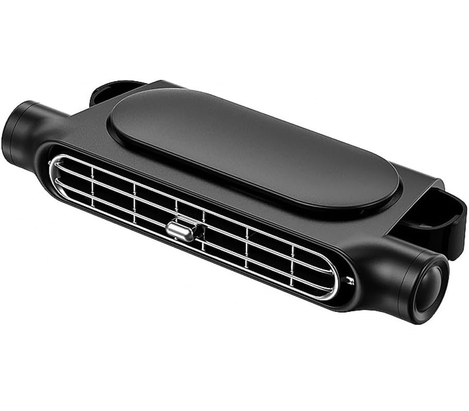 LOMUG Auto Ventilator, Doppelkopf Auto Lüfter für Rücksitz, Tragbarer USB Autositz Lüfter, Doppelkopf Autolüfter Gebläse mit 3 Geschwindigkeiten...