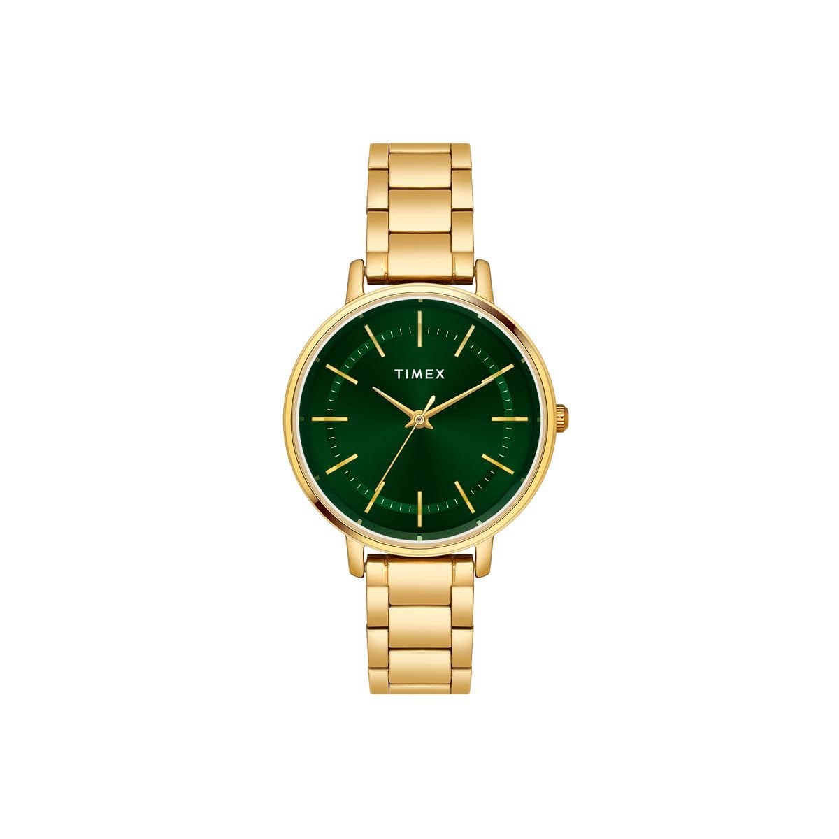 Classics Analog Watch for Women with Green Round Dial & Gold Stainless Steel Bracelet Band Water Resistant Women's Wrist Watches - TWEL15803-image-47