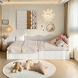 Tissu Velours: Ce lit rembourré pour enfant avec dossier offre une expérience de couchage similaire à celle d'un canapé, tandis que le tissu velours doux haut de gamme apportez confort pour peau, assure confort et style.