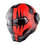 ZOLOP Motorrad-Integralhelm, DOT-Zulassung, Iron Man Transformers Harley-Flip-Helm im Retro-Stil (L, Matte Klaue)
