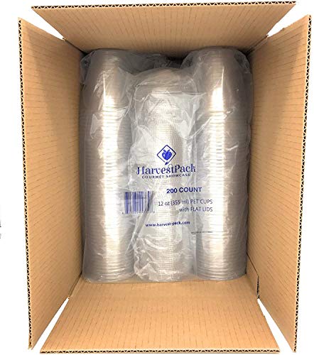 HARVEST PACK 12 oz Clear Plastic Cups with Flat Lids [200 SETS] - Thumbnail 5