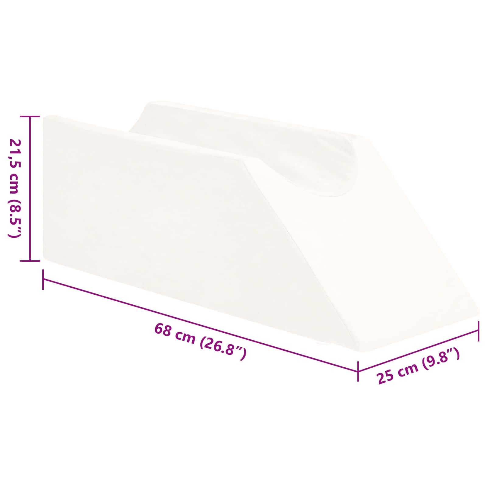 Almohada para piernas de espuma de poliuretano, color blanco, ergonómica, 68 x 25 x 21,5 cm, cojín para dormir de espalda y de lado, espuma viscoelástica alternativa con superficie de