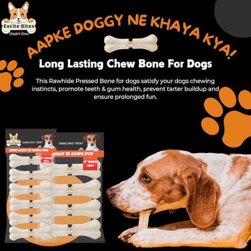 Image of Excite Bites Combo Offer - Pet Rawhide Bones (Dog Chews) (3 inch-6Pcs)(4 inch-4Pcs), 385 g (Pack of 2)