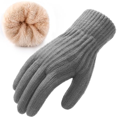 Loiyadn Winter Gloves Women - Gloves for Cold Weather Thermal Womens Glove Touch Screen Elastic Vertical Stripe Fleece Liner Knit Glove for Women Men- Dark Gray 1 Pack