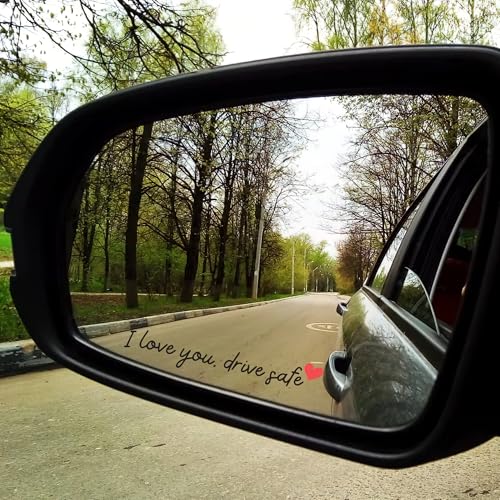 Image of Miarita 3X I Love You Drive Safe Mirror Sticker, Cute Car Stickers for Womens, Car Decals for Women, Rear View Mirror Sticker, Valentines Day Gifts for Her, Him (I Love You Drive Safe Black)