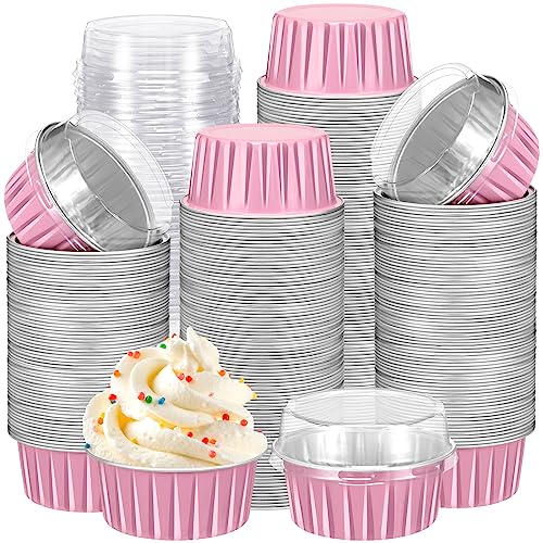 Gejoy Aluminum Foil Baking Cups With Lids Disposable Ramekins