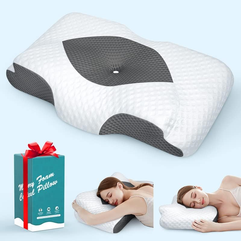OVODRY Almohada cervical ajustable que restaura naturalmente la salud del cuello almohadas huecas de espuma viscoelástica para aliviar el dolor de