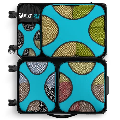 Shacke Pak - 5 Set Packing Cubes - Travel Organizers With Laundry Bag (Aqua Teal) #TOP1