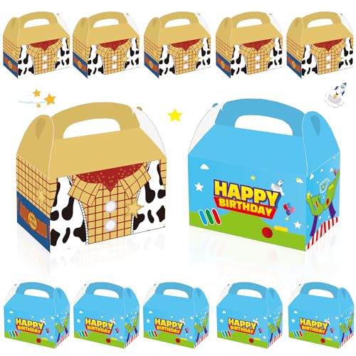WEGYMER Cartoon Story Party Boxes 16pcs Two Infinity and Beyond Birthday Gift Goodie Bags For Toy Theme Birthday Party Supplies