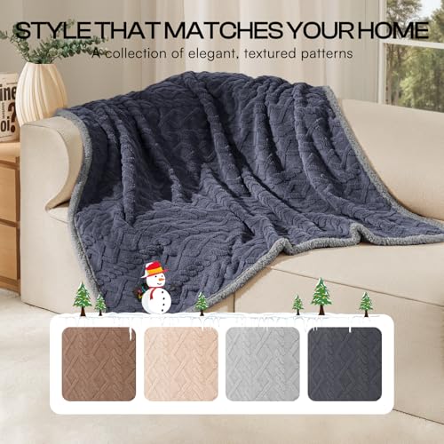 Image of Luciphia Waterproof Pet Blanket, Liquid Pee Proof Dog Blankets for Sofa Bed Couch, Reversible Sherpa Fleece Furniture Protector Cover for Small Medium Large Dogs Cats,Dark Grey X-Large(85 inch x 57 inch)