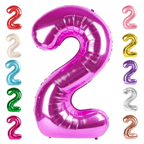 Image of 2 Balloon Numbers Birthday Decorations, 40In Rose Purple Balloons for Party | Eye-catching Appearance, Perfect Decorative Centerpieces, Convenient Self-sealing Structure, Widely for Various Occasions
