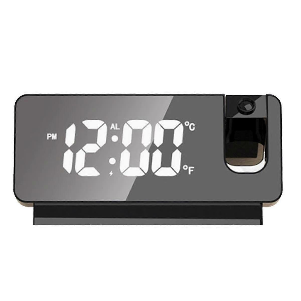 JOYHAPPST Electronic Clock, LED Large Screen Mirror Alarm Clock, Luminous Temperature and Humidity Projection Small Alarm Clock