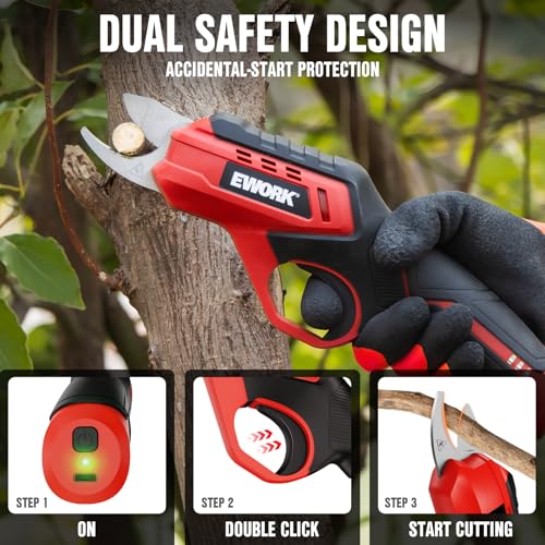 Image of EWORK 4.2V Electric Pruning Shears, 0.7 inch Cutting Diameter