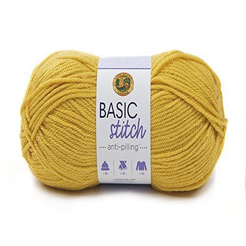 Image of Lion Brand Yarn Basic Stitch Anti-Pilling Knitting Yarn, Yarn for Crocheting, 1-Pack, Mustard