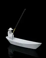 Porta-Incenso Decorativo em Barco com Pescador, 22 cm, Design Zen.