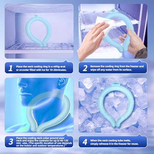 Image of Neck Cooling Tube, Wearable Body Cooler Freeze Below 64F with Insulated Bag, Reusable Cooling Neck Wraps for Summer, Outdoor Sports, Hiking, Travel, Hot Weather Relief for Men & Women (Blue)