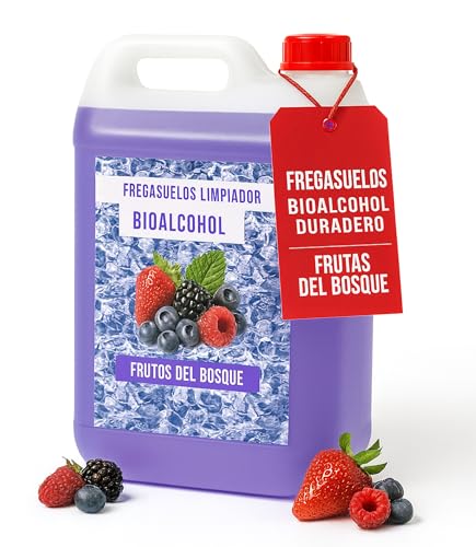 Fregasuelos Limpiador Bioalcohol de efectivo poder de limpieza 5 litros. Limpieza y abrillantado, sanitarios, duchas, azulejos, paredes, suelos, cocinas, (Frutos del Bosque)