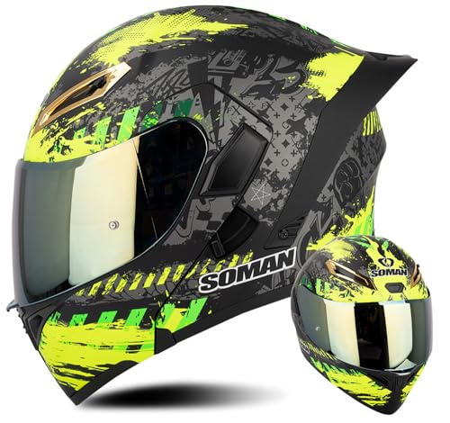 Casque intégral de moto contre l'éblouissement double visière modulable adulte