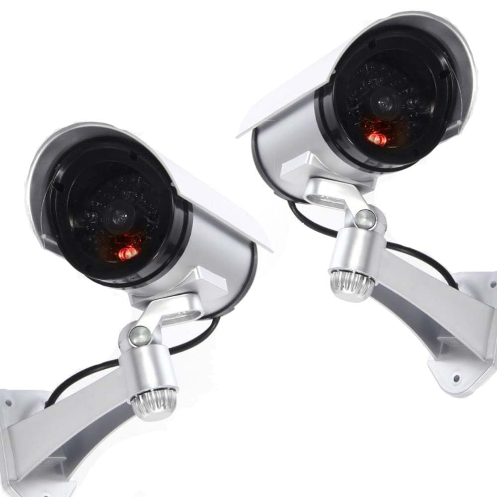 Kit 2 Telecamere Finte Con LED Lampeggiante - Sorveglianza Esterna, Design Antiruggine