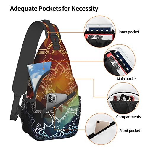 ASYG Mandala Flower Sling Bag Crossbody Sling Backpack Flower Shoulder Chest Bag Travel Hiking Daypack for Women Men4